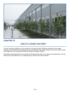 Chapter 25 : Life at a Shoe Factory Look inside a real factory Working conditions